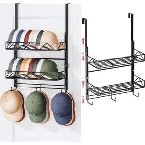 Over Door Hat Organizer Baseball Cap Rack Wall Mounted Storage Holds 29 Hats